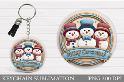 Cute Snowman Keychain Design. Christmas Keychain Sublimation Product Image 1