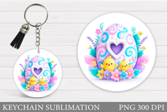 Easter Chick Keychain Sublimation. Easter Keychain Design Product Image 1