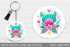 Seashell Keychain Sublimation. Sea Keychain Design Product Image 1