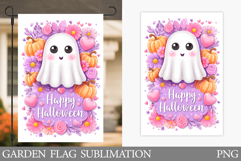 Cute Ghost Garden Flag. Cute Halloween Garden Flag Design Product Image 1