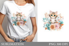Cute Cat Sublimation. Cute Cat T-Shirt Design Product Image 1