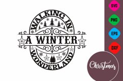 Farmhouse Christmas Round Sign SVG Design Product Image 1