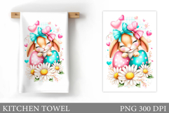 Easter Bunny Kitchen Towel. Bunny Kitchen Towel Sublimation Product Image 1