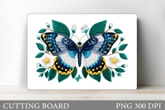 Butterfly Cutting Board. Flowers Cutting Board Sublimation Product Image 1