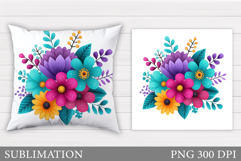 Flowers Sublimation. Flowers Pillow Design Product Image 1