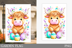 Easter Cow Garden Flag. Easter Garden Flag Sublimation Product Image 1