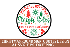 Mistletoe Hot Cocoa Sleigh Christmas Round Sign SVG Design Product Image 1