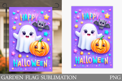 Cute Halloween Garden Flag. Cute Ghost Pumpkin Garden Flag Product Image 1