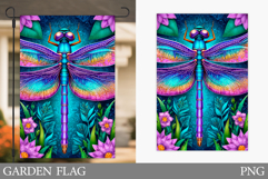 Dragonfly Garden Flag Design. Summer Garden Flag Sublimation Product Image 1