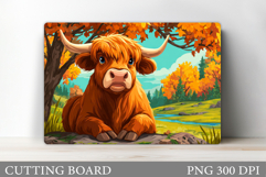 Highland Cow Cutting Board. Fall Cow Cutting Board Design Product Image 1