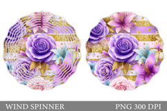 Flowers Wind Spinner Design. Floral Wind Spinner Sublimation Product Image 1