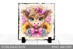 Cute Cow Sublimation. Cow Slate Sublimation Product Image 1