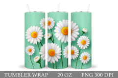 Daisy Flowers Tumbler Design. Flowers Tumbler Sublimation Product Image 1