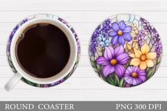 Flowers Round Coaster Sublimation. Flowers Coaster Design Product Image 1