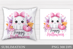 Cute Ghost Pillow Design. Cute Ghost Sublimation Product Image 1