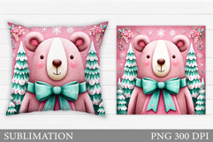 Christmas Bear Pillow Design. Christmas Pillow Sublimation Product Image 1