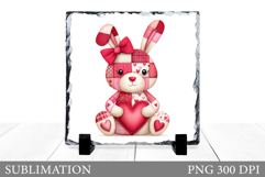 Patchwork Bunny Sublimation. Valentines Bunny Slate Design Product Image 1