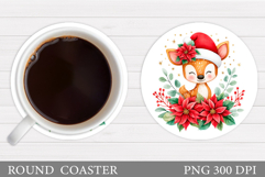 Christmas Deer Coaster Design. Christmas Coaster Sublimation Product Image 1