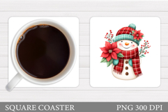 Cute Snowman Coaster Design. Christmas Coaster Sublimation Product Image 1