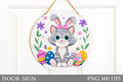 Easter Cat Door Sign Design. Easter Door Sign Sublimation Product Image 1