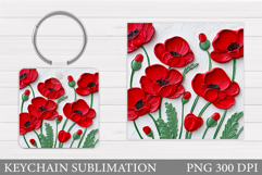Floral Keychain Design. Flowers Keychain Sublimation Product Image 1