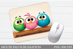 Funny Birds Mouse Pad. Cute Birds Mouse Pad Design Product Image 1