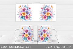 Floral Mug Wrap Design. Flowers Mug Sublimation Product Image 1