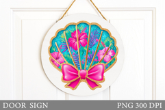 Seashell Door Sign Sublimation. Summer Door Sign Design Product Image 1