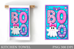 Boo Kitchen Towel Sublimation. Halloween Kitchen Towel Product Image 1