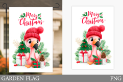 Christmas Flamingo Garden Flag. Christmas Garden Flag Design Product Image 1