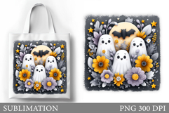 Cute Ghost Tote Bag Design. Cute Ghost Sublimation Product Image 1