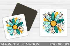 Flower Magnet Design. Floral Magnet Sublimation Product Image 1