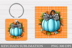 Fall Pumpkin Keychain Design. Pumpkin Keychain Sublimation Product Image 1