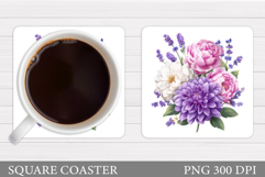 Floral Coaster Design. Flowers Coaster Sublimation Product Image 1