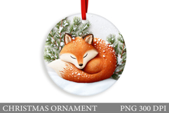 Cute Fox Christmas Ornament. Christmas Ornament Sublimation Product Image 1