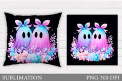 Ghost Pillow Design. Halloween Pillow Sublimation Product Image 1