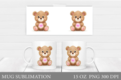 Valentines Bear Mug Sublimation. Valentines Mug Design Product Image 1