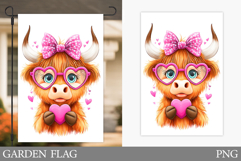 Valentines Cow Garden Flag. Valentines Garden Flag Design Product Image 1