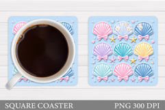 Seashell Coaster Sublimation. Sea Coaster Design Product Image 1