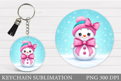 Cute Snowman Keychain Design. Christmas Keychain Sublimation Product Image 1