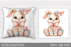 Cute Bunny Pillow Design. Cute Bunny Sublimation Product Image 1