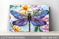 Dragonfly Cutting Board. Flowers Cutting Board Design Product Image 1