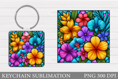 Flowers Keychain Design. Floral Keychain Sublimation Product Image 1