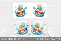Turtle Mug Wrap Design. Sea Mug Sublimation Product Image 1