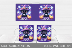 Halloween Cat Mug Design. Halloween Mug Sublimation Product Image 1