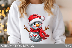 Disco Snowman T-Shirt Design. Snowman Sublimation Product Image 1