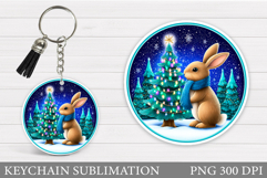 Christmas Bunny Keychain. Christmas Keychain Design Product Image 1