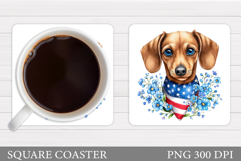 Patriotic Dog Coaster Design. Patriotic Coaster Sublimation Product Image 1