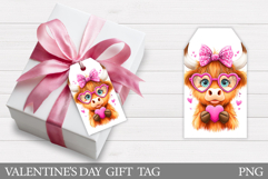 Valentines Cow Gift Tag Design. Valentine Gift Tag Printable Product Image 1