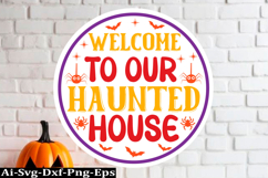 Halloween round sign Svg Design,Halloween Quotes Spooky Hall Product Image 1